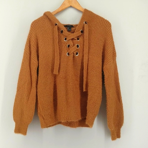 Forever 21 Sweaters - Forever 21 Oversized Soft Front Tie Hoodie Sweater